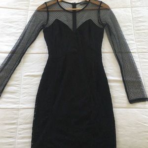 Black lace panel bodycon dress